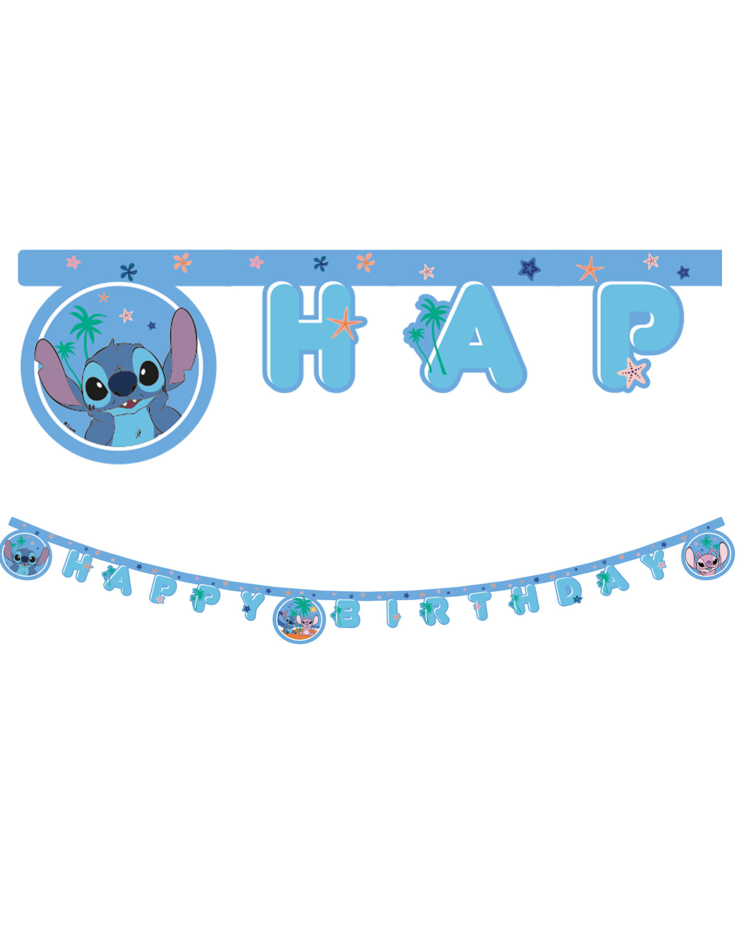 Happy Birthday Bokstavbanner 200 cm - Stitch & Angel