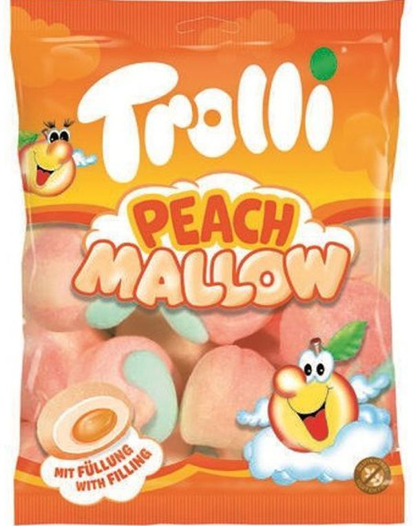 Pose med Trolli Fylte Fersken Marshmallows 150 gram