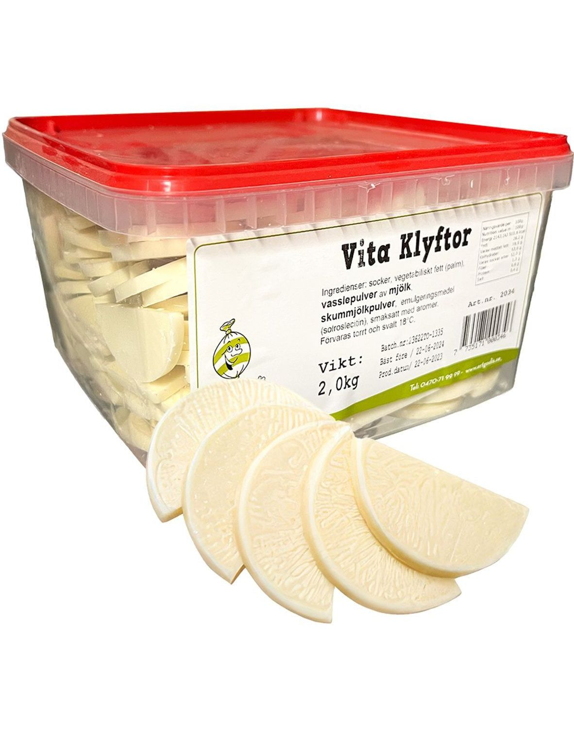 2 kg Vita Klyftor - Hvite Sjokoladebiter