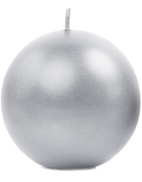 6 stk Metallisk Sølvfarget Kuleformet Stearinlys 8 cm