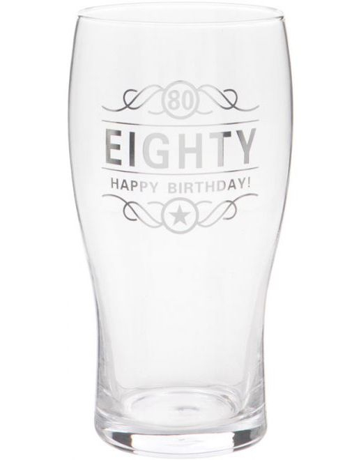 80 år - Happy Birthday Pint Ølglass i Gaveeske