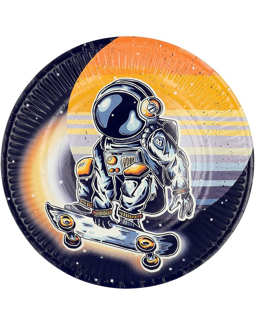 8 stk Funky Space Papptallerkener 23 cm - Astronaut Party