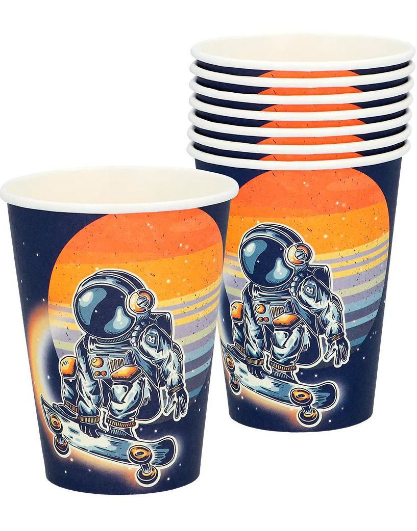 8 stk Papirkopper - Astronaut Party