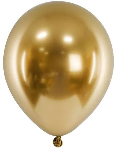 5 stk Kjempestore Glossy Mirror Gullfargede Ballonger 46 cm