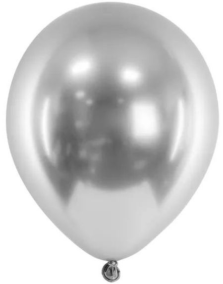 Bilde av 5 Stk Kjempestore Glossy Mirror Sølvfargede Ballonger 46 Cm