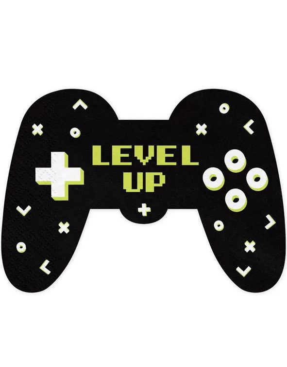 12 stk Level Up Kontroller Papirservietter 16x11,5 cm - Gamer Party
