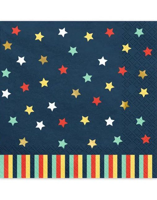 12 stk Navy Blå Stjerner Papirservietter 33x33 cm - Propeller Party