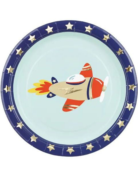 6 stk Små Fly Papirtallerkener 18 cm - Propeller Party