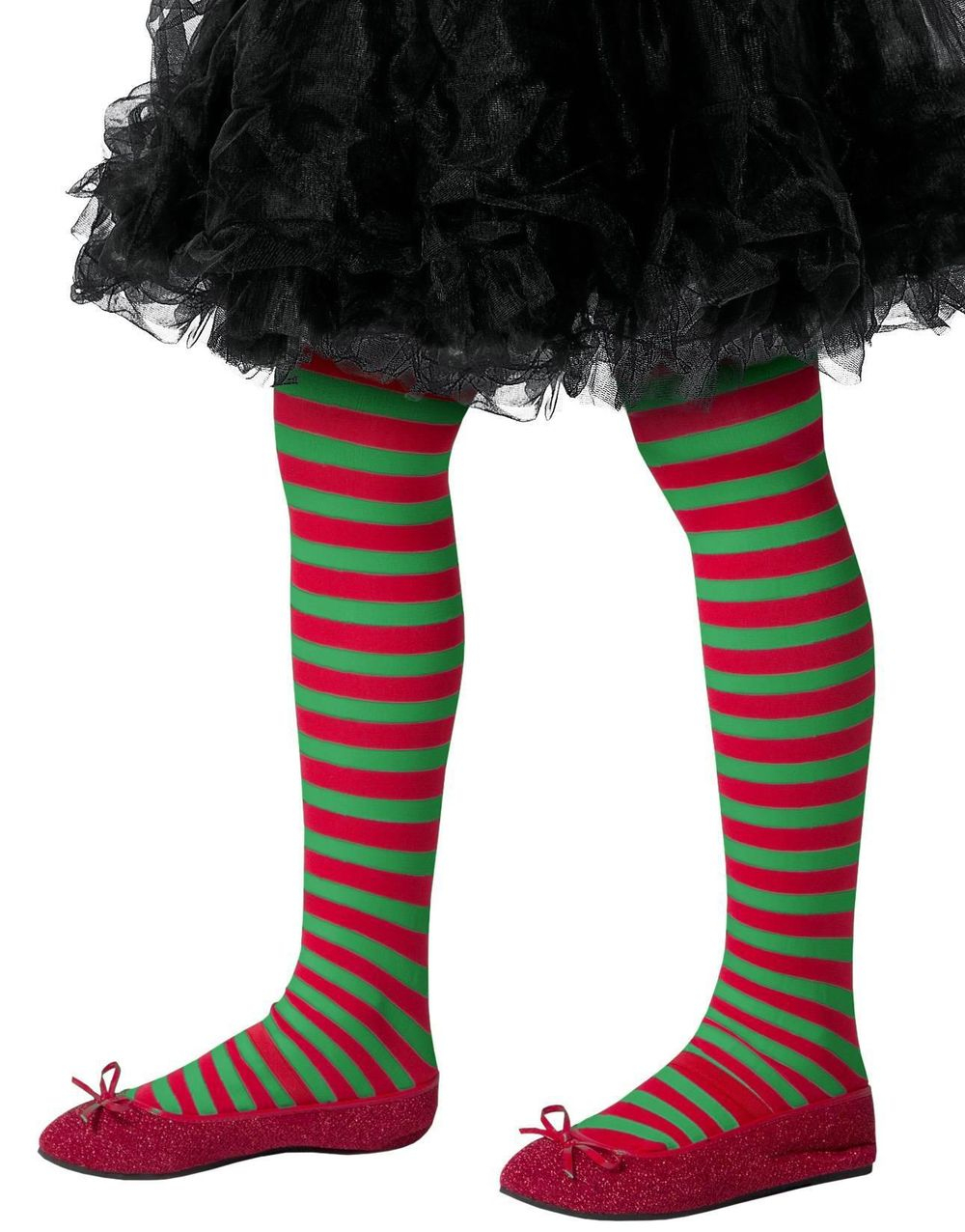 Rød og Grønn Stripete Strømpebukse til Barn