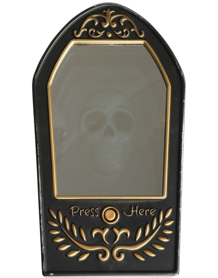 Dørvokter med Hodeskalle, Evighetsspeil, Lys og Lyd 11x19 cm