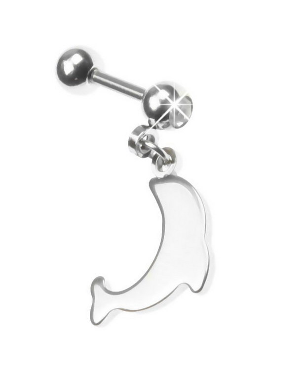 Tragus/Helix med Hengende Delfin & Klar Sten