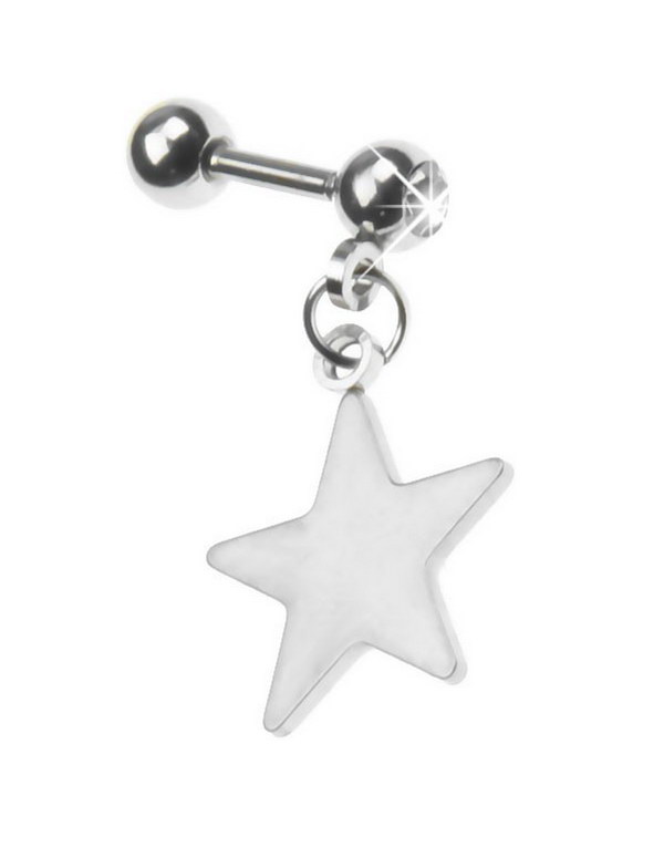 Tragus/Helix med Hengende Stjerne & Klar Sten