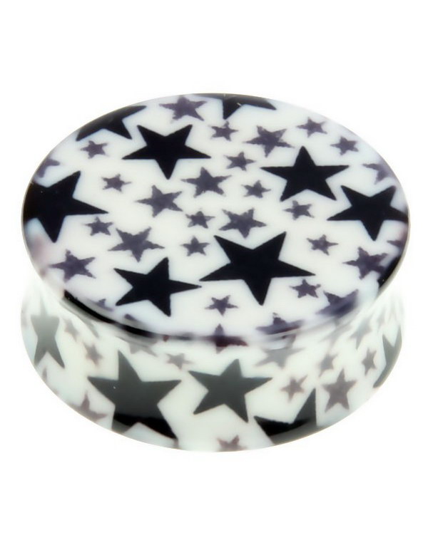 Gjennomsiktig Piercing Plugg med Svarte Stjerner