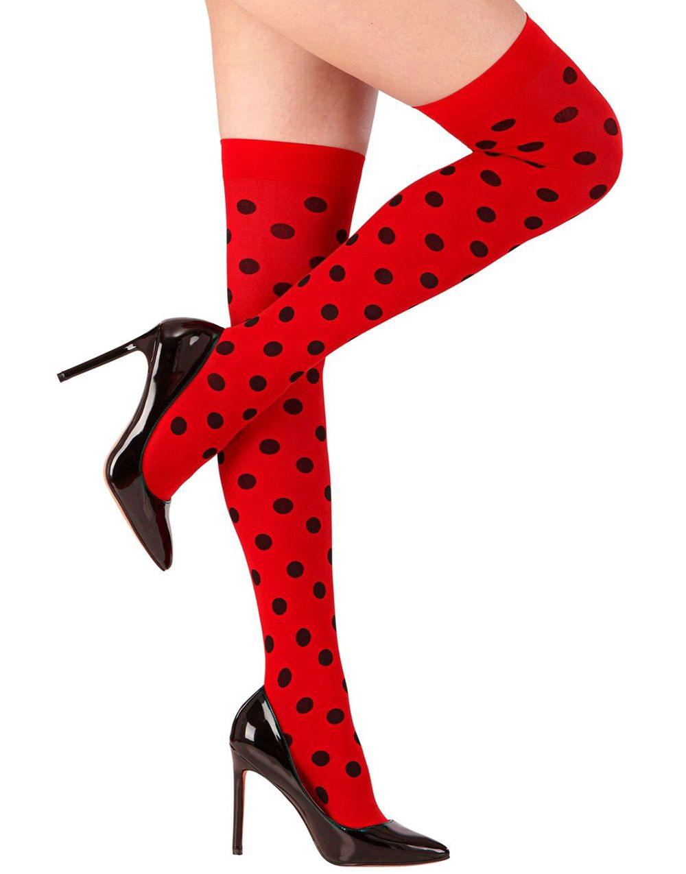 Røde Strømper med Svarte Prikker