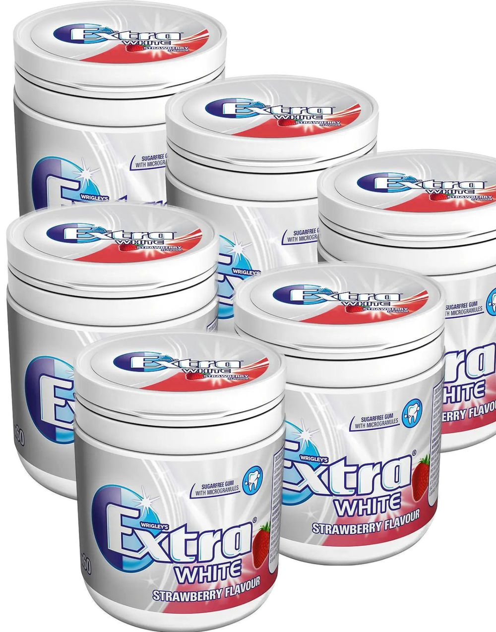 6 stk Store Extra White Strawberry Tyggegummi Bokser - Hel Eske 504g