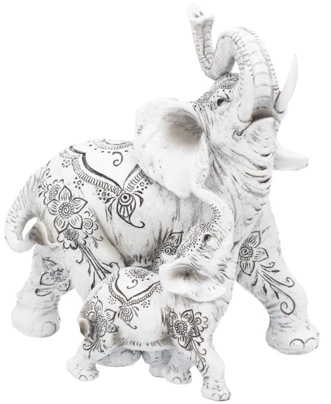Mor og Barn Elefantfigur med Henna-Motiver 17 cm