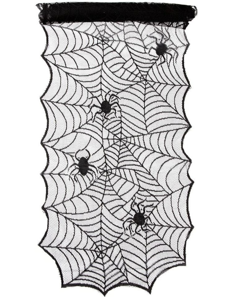 Svart Spindelvev Bordløper med Edderkopp Motiv 180 cm x 44 cm