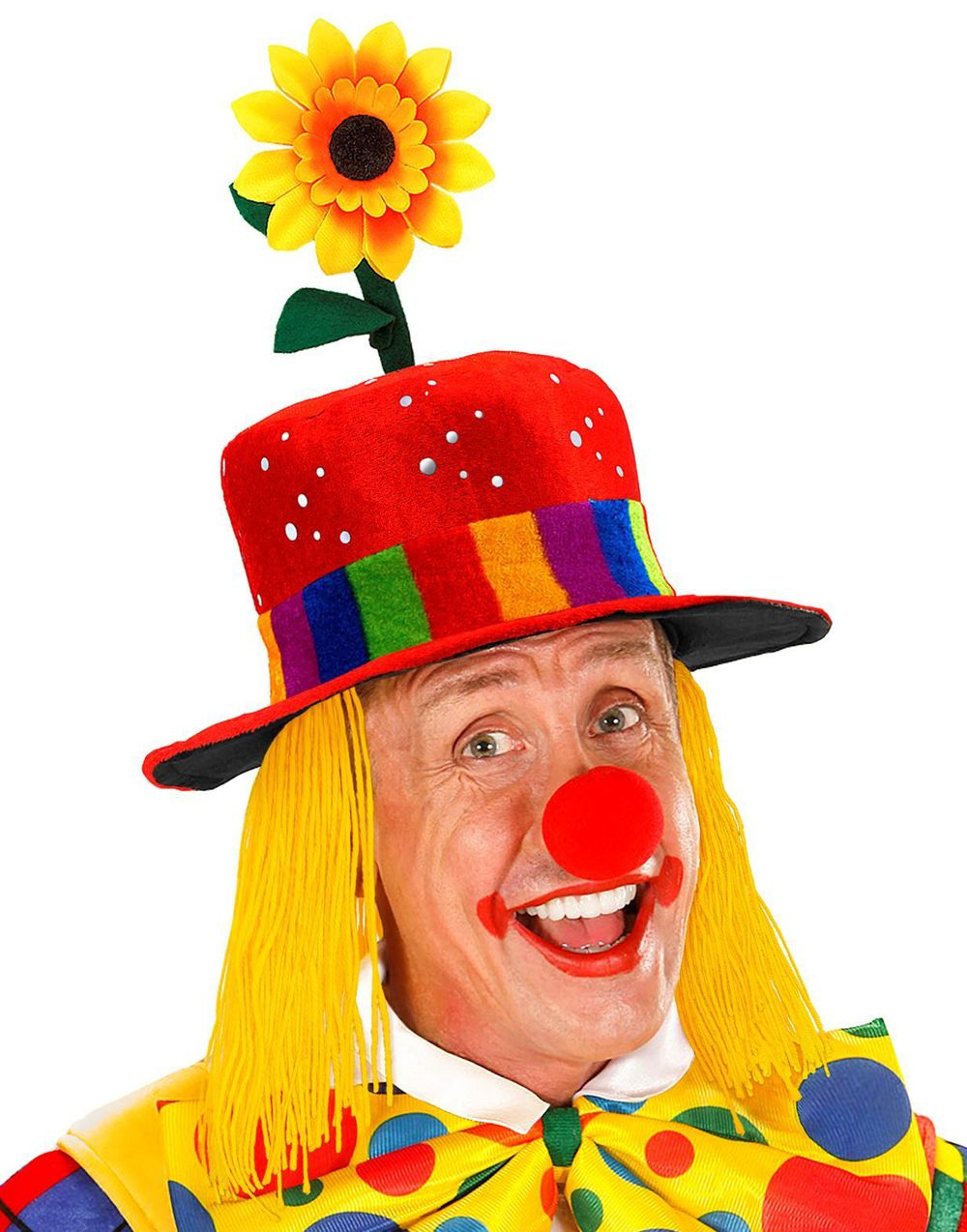 Klovnehatt med Solsikkeblomst og Hår