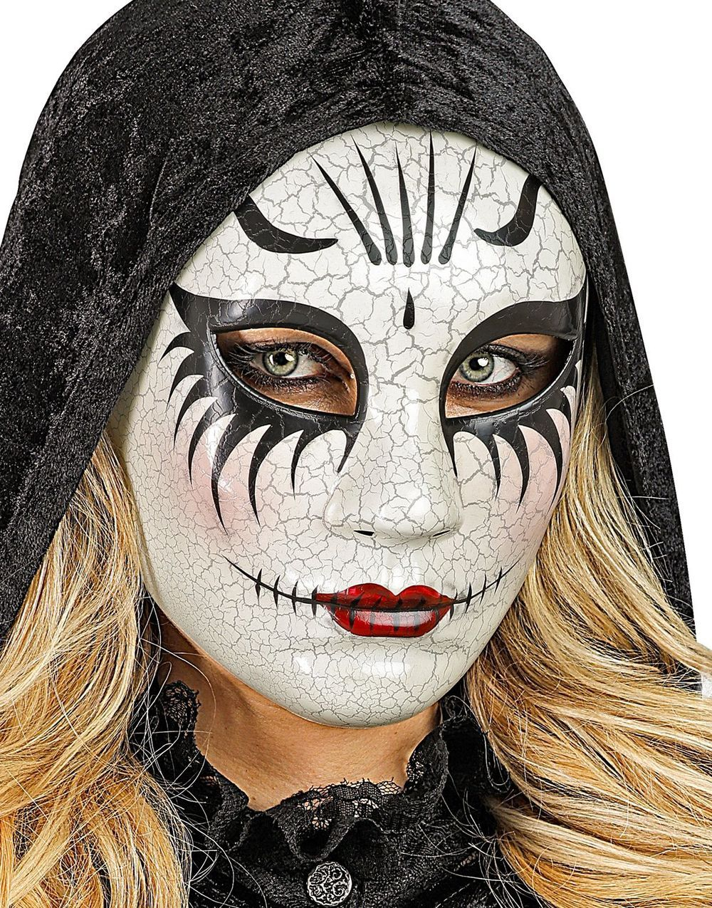 Commedia dell'Arte Sprukket Kvinne - Maske i Hard Plast