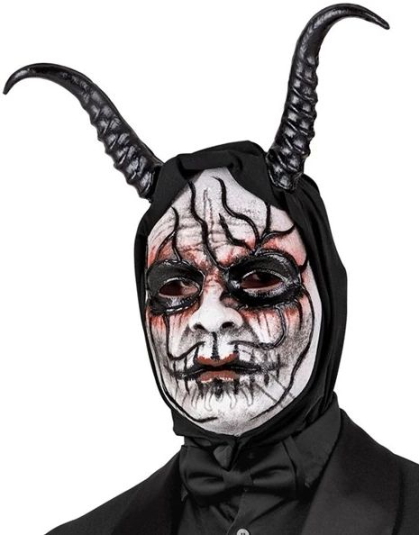 Commedia Dell'arte Demonmann - Maske Med Hette og Horn