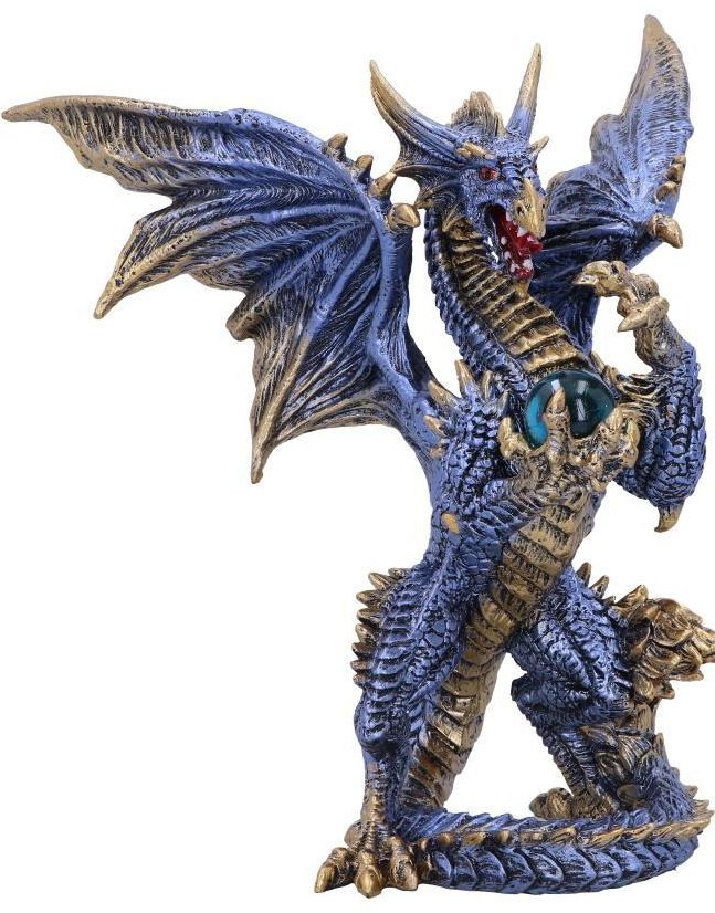 Sapphire Orb Guard - Blå Dragefigur 21,2 cm