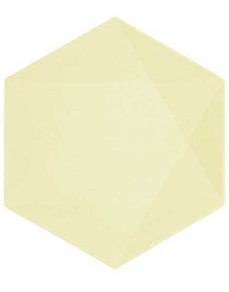 6 stk Vert Decor Gule Heksagonale Papptallerkener 26 cm - Miljøvennlige