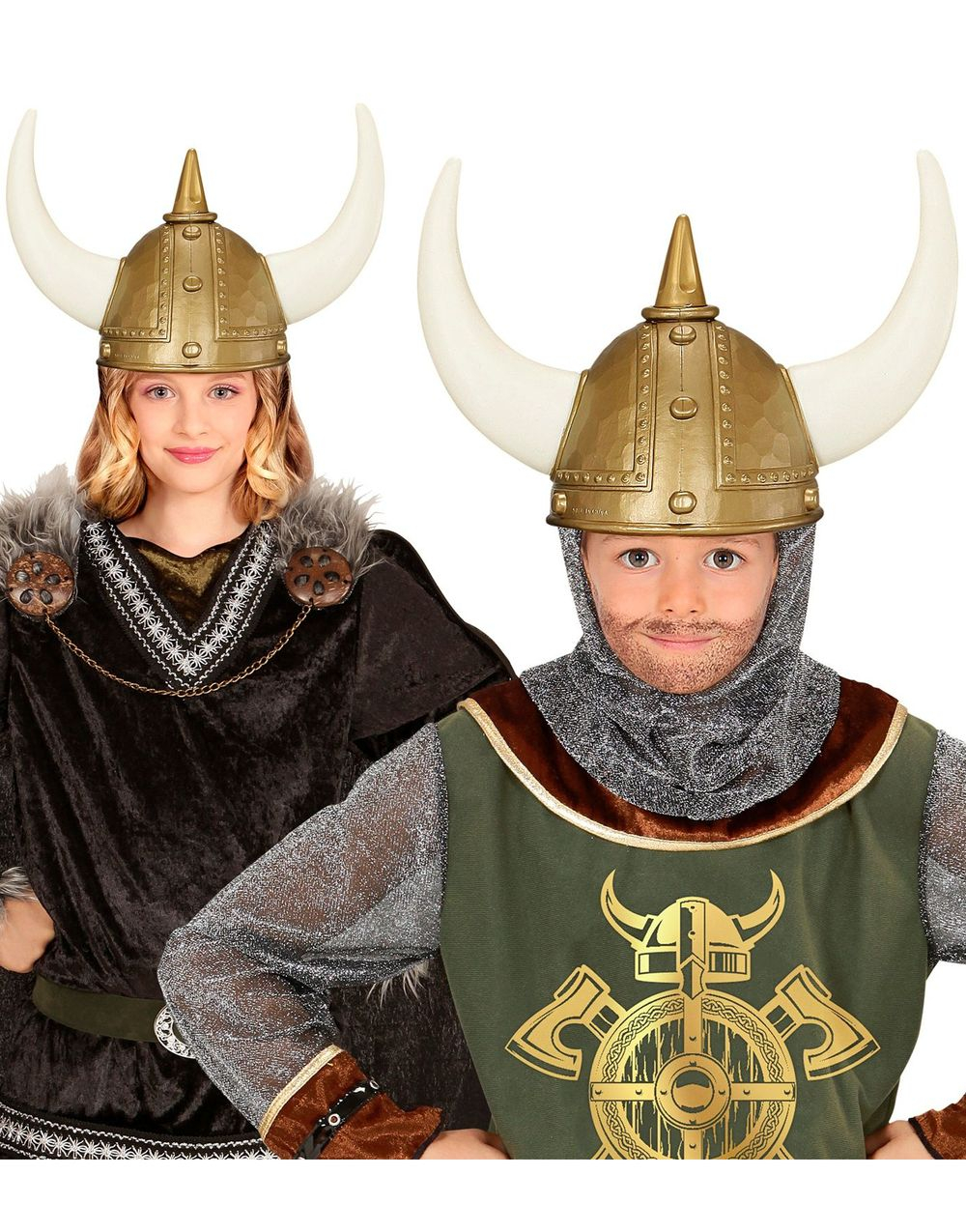 Viking Hjelm til Barn med Horn og Pigg