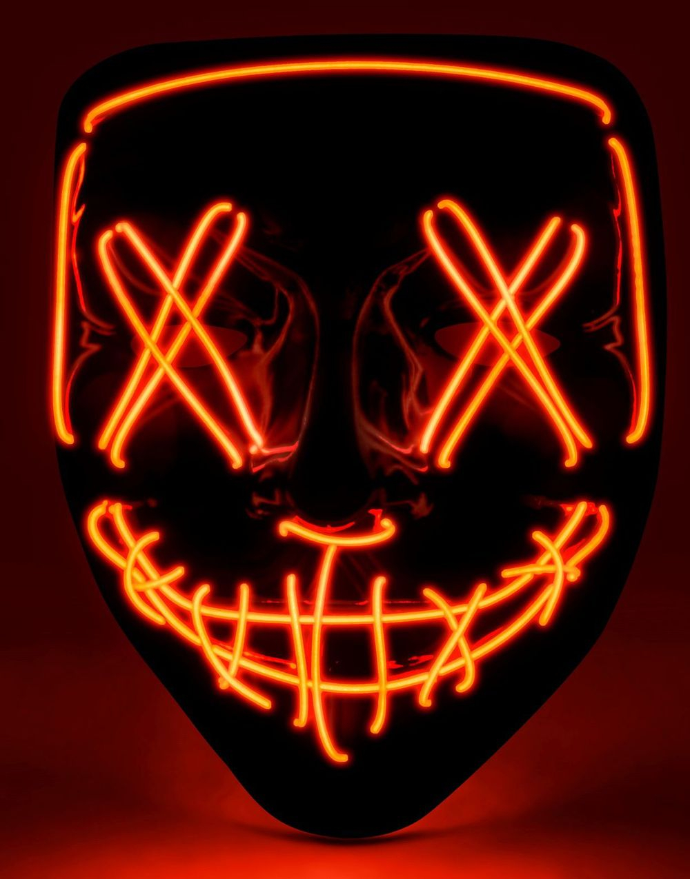El Wire Purge - Skummel Smilende Maske med Rødt LED-Lys
