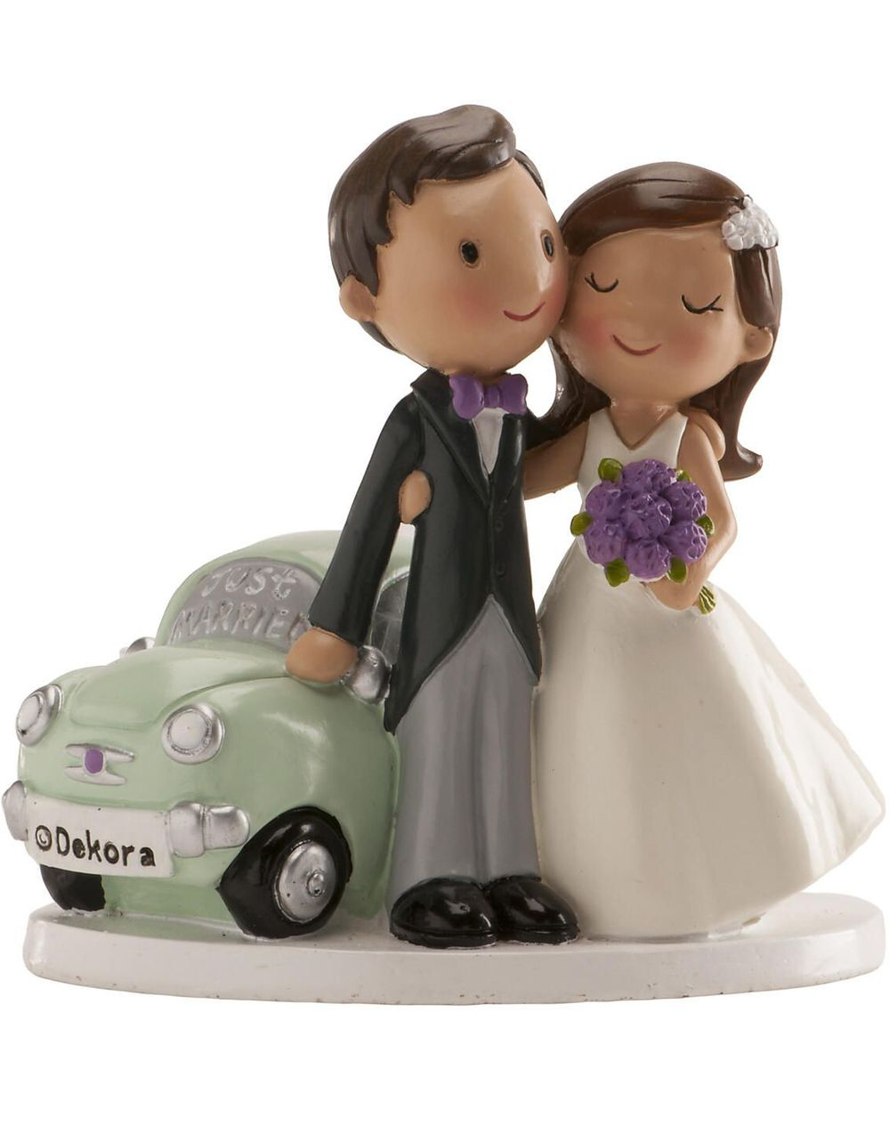 Brudepar med Bil - Kaketopp/Kakefigur 12 cm