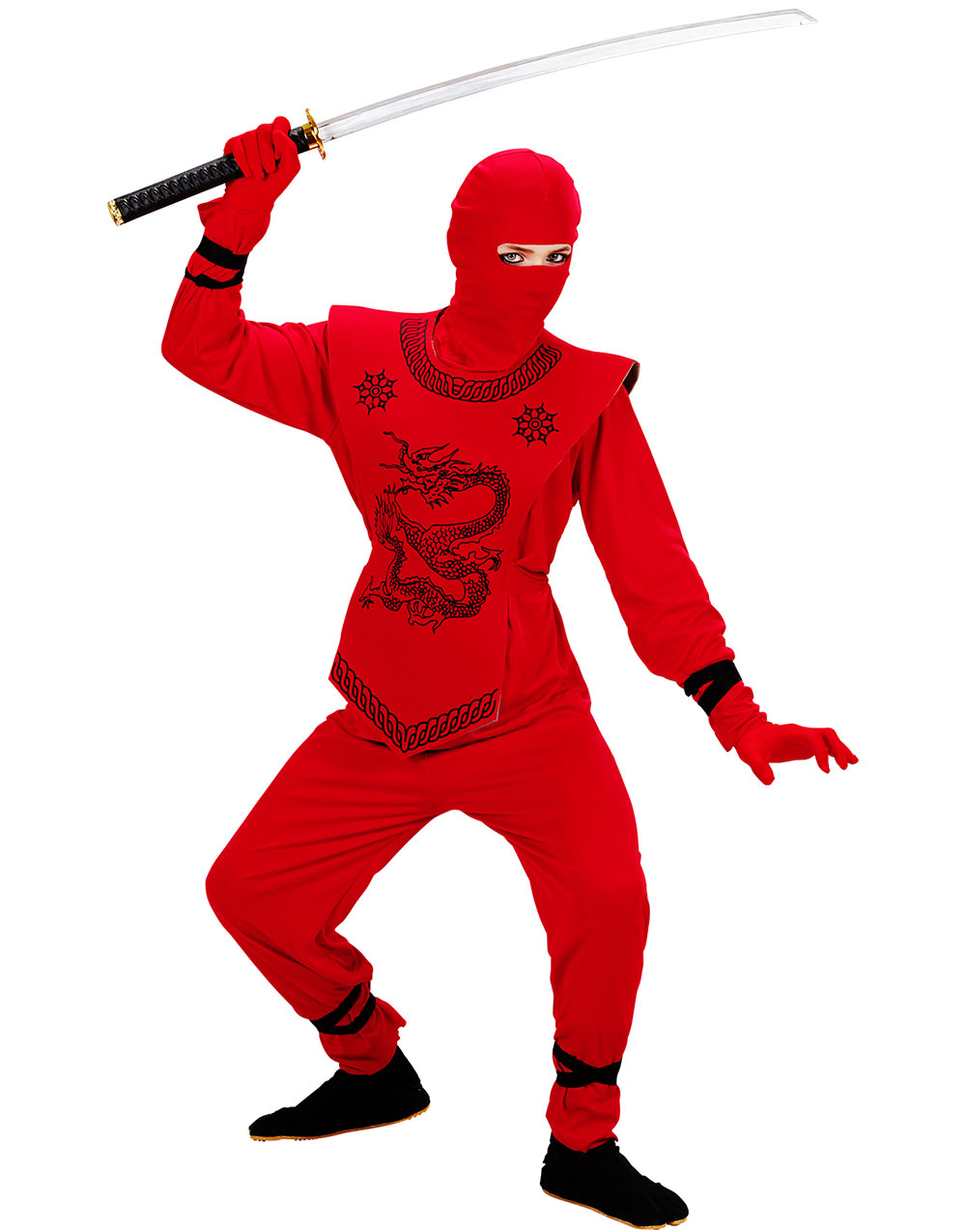 Rødt Ninjakostyme til Barn med Dragemotiv