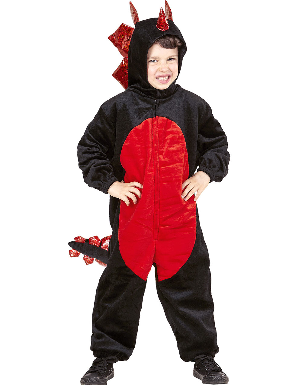 Svart og Rødt Dragekostyme til Barn