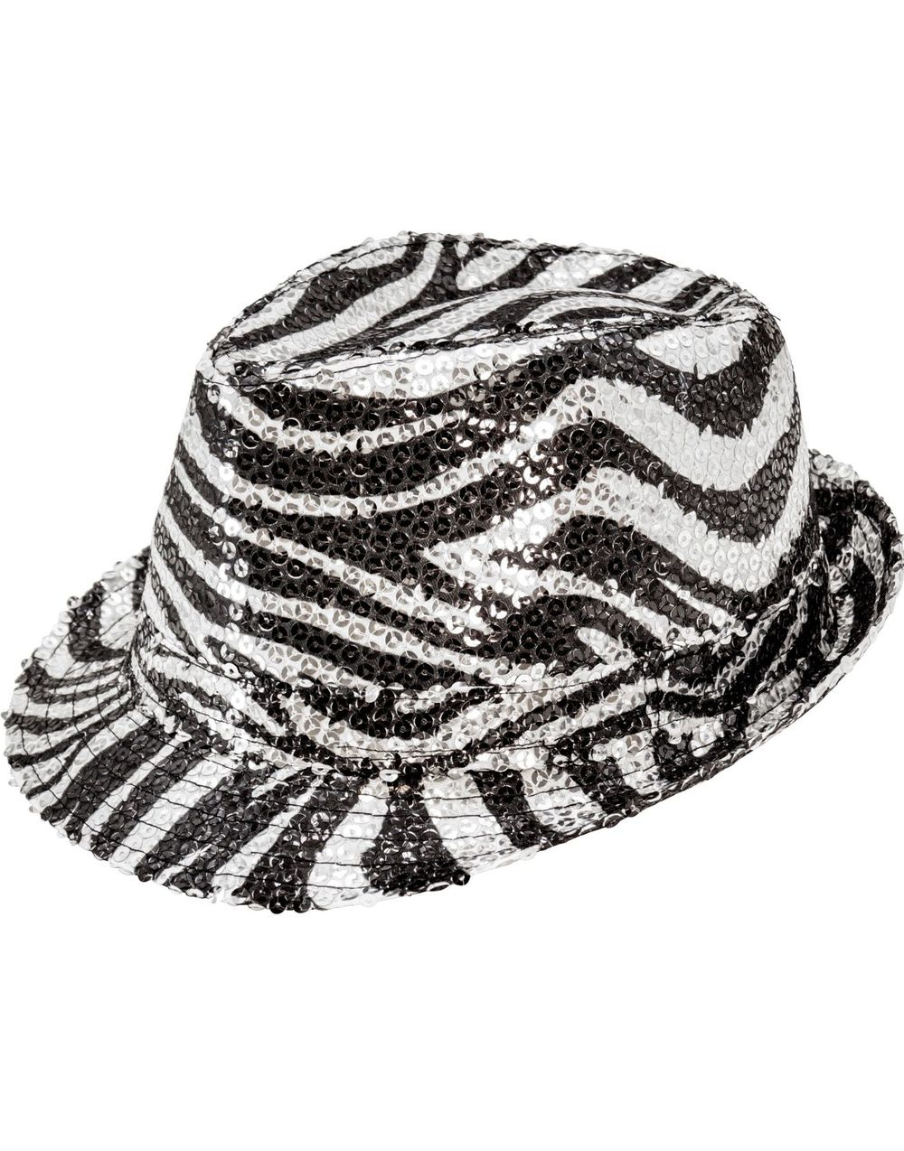 Sølv Zebra - Fedorahatt med Glitrende Paljetter