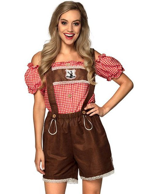 Brun Lederhosen Oktoberfestkostyme til Dame