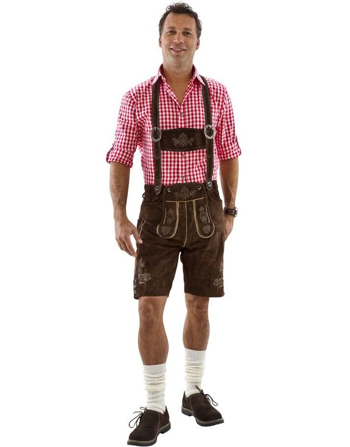 Autentisk Brun Kort Lederhosen i 100% Kvalitetskinn