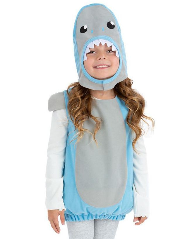 Blå Hai Kostyme med Hette til Barn