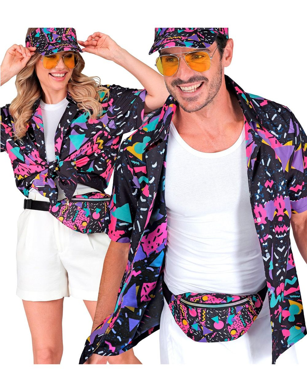 80's Funky Svart Unisex Kostymeskjorte til Voksen