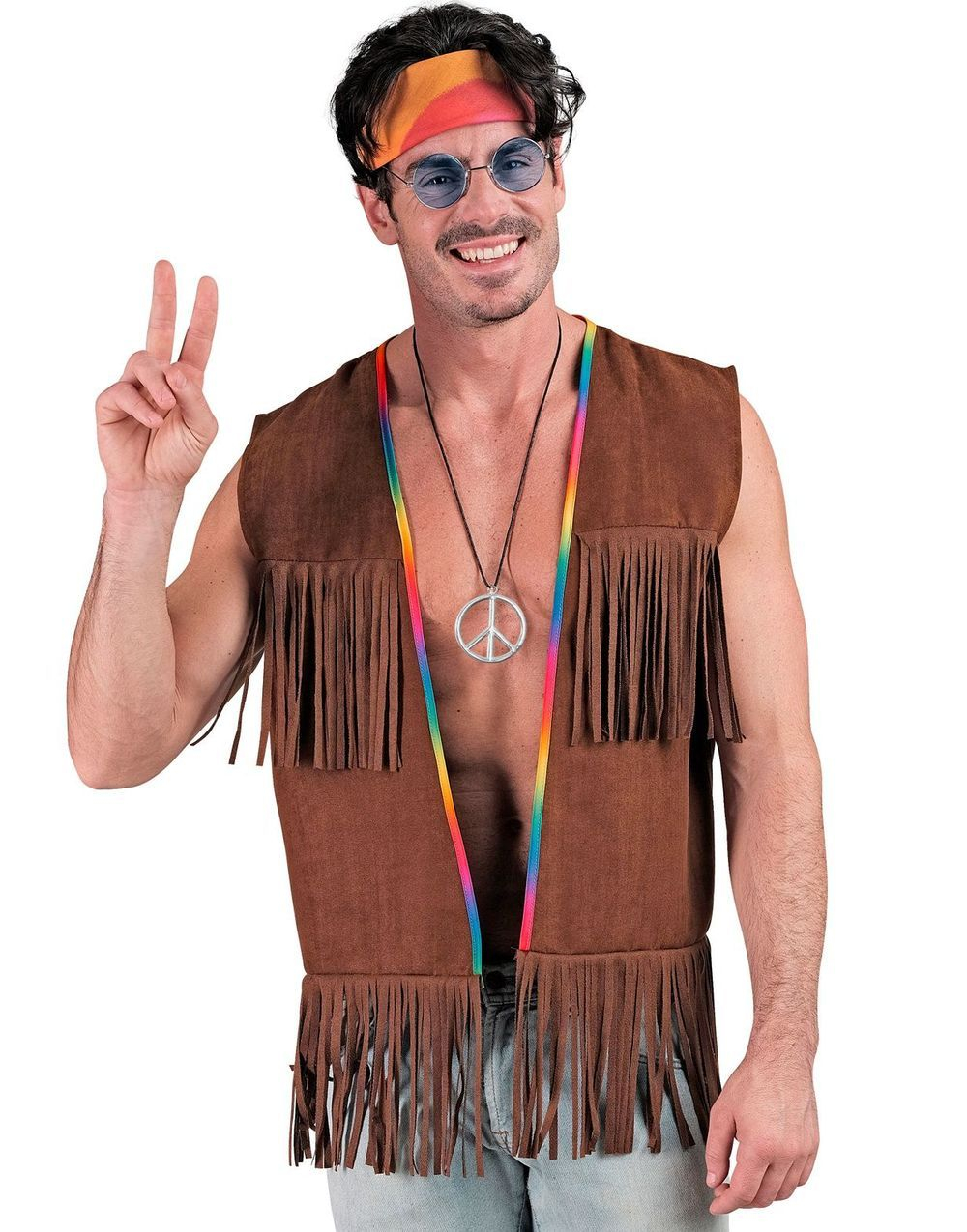 Frynsete Hippie Kostymevest til Herre
