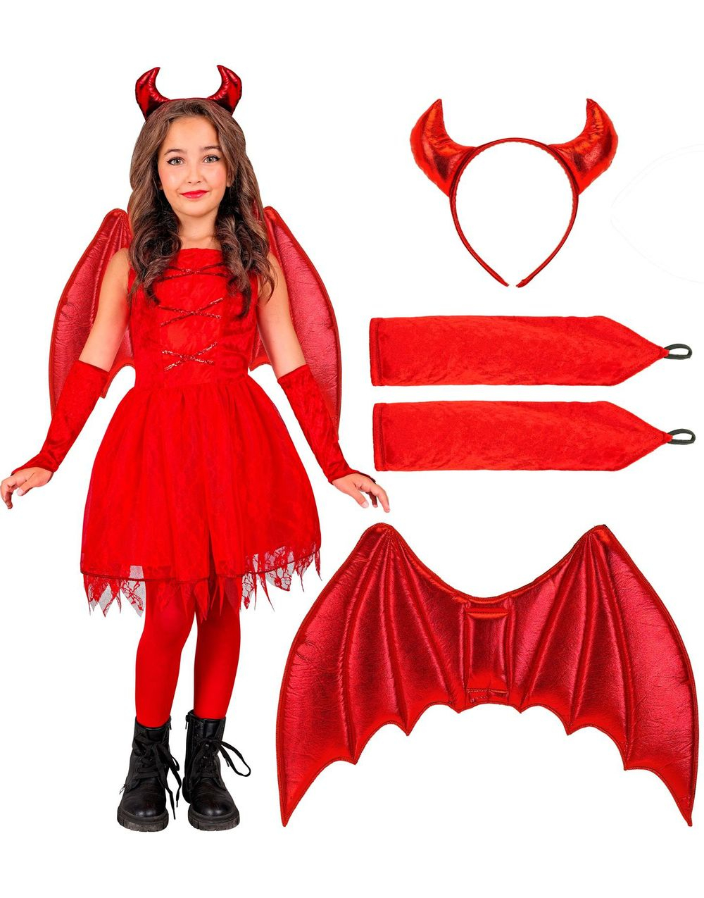 Djevelkostyme til Jente med Vinger, Horn og Hale
