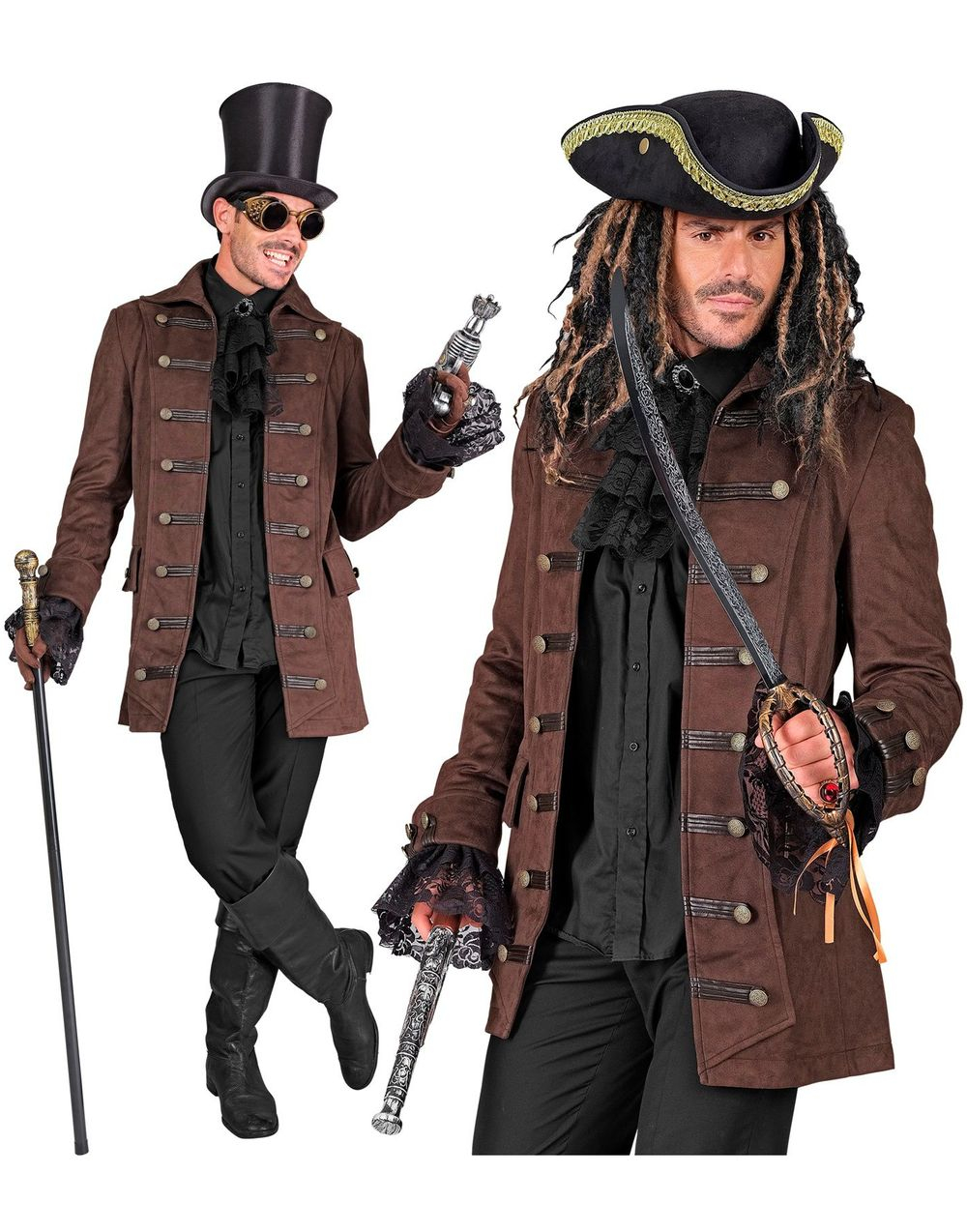 Pirat/Steampunk Frakk Kostyme til Herre