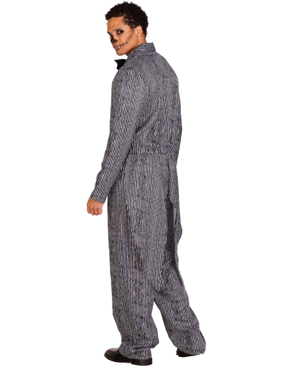 Pinstriped Tux - Stripete Svart og Hvit Jumpsuit Kostyme til Herre