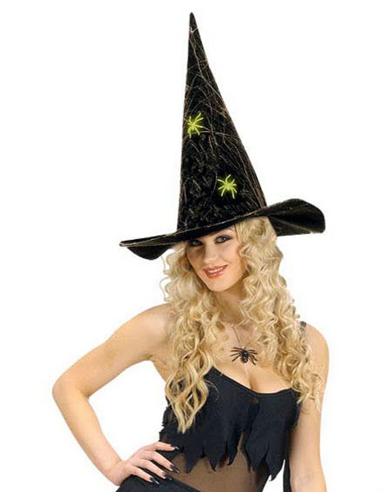 Svart Heksehatt med Edderkopper som lyser i Mørket