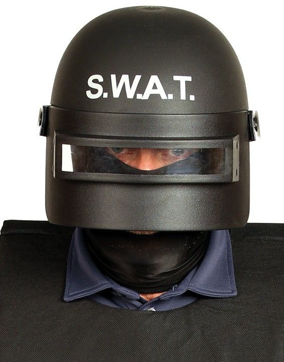 Svart SWAT Hjelm med Svart Visir