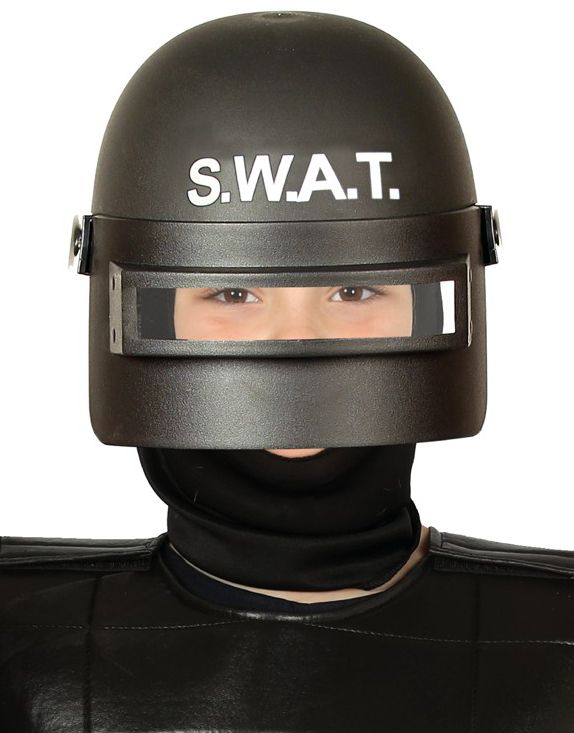 Svart S.W.A.T. Hjelm med Visir