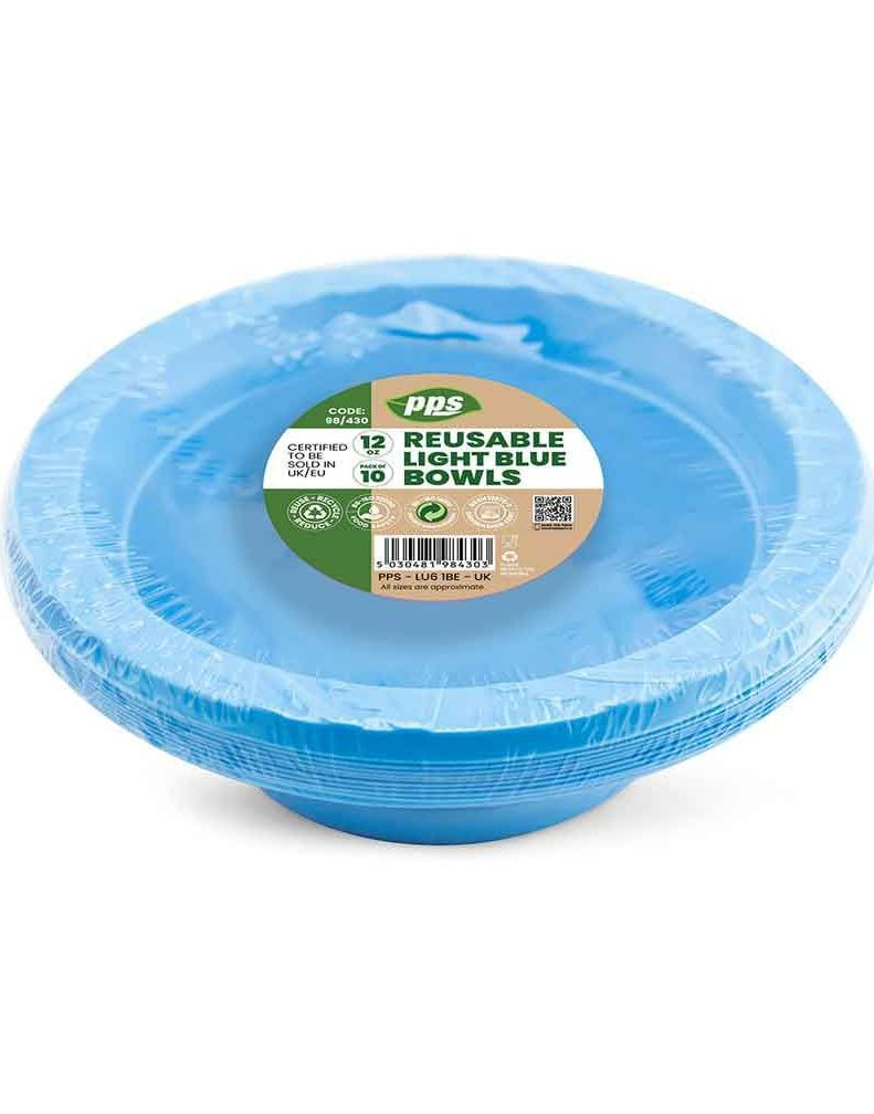 10 stk Dype Blå Gjenbrukbare Plastikkskåler 15,5 cm