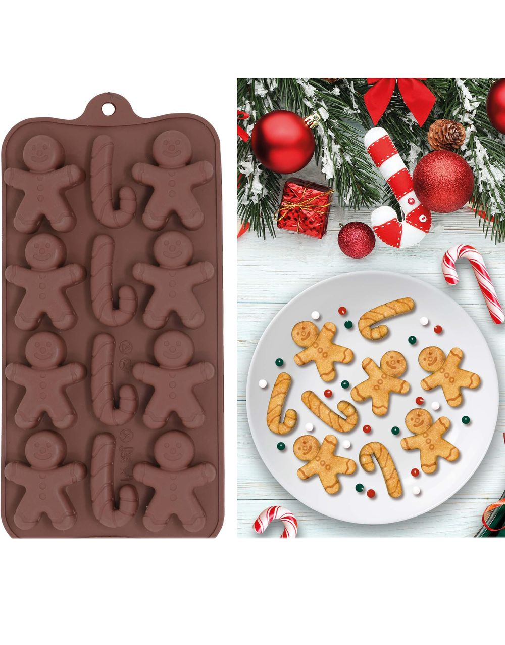 Brun 3D Silikonform til Baking med Julemotiver