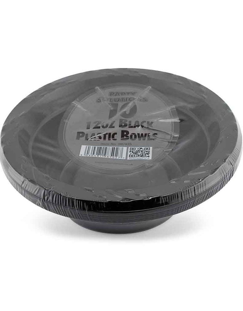 10 stk Dype Svarte Gjenbrukbare Plastikkskåler 15,5 cm