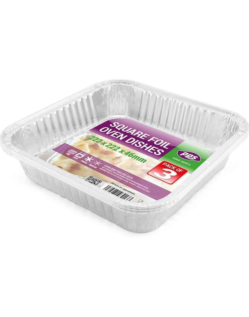 3 stk Aluminiumsformer til Ovn 22,2x22,2x4,6 cm