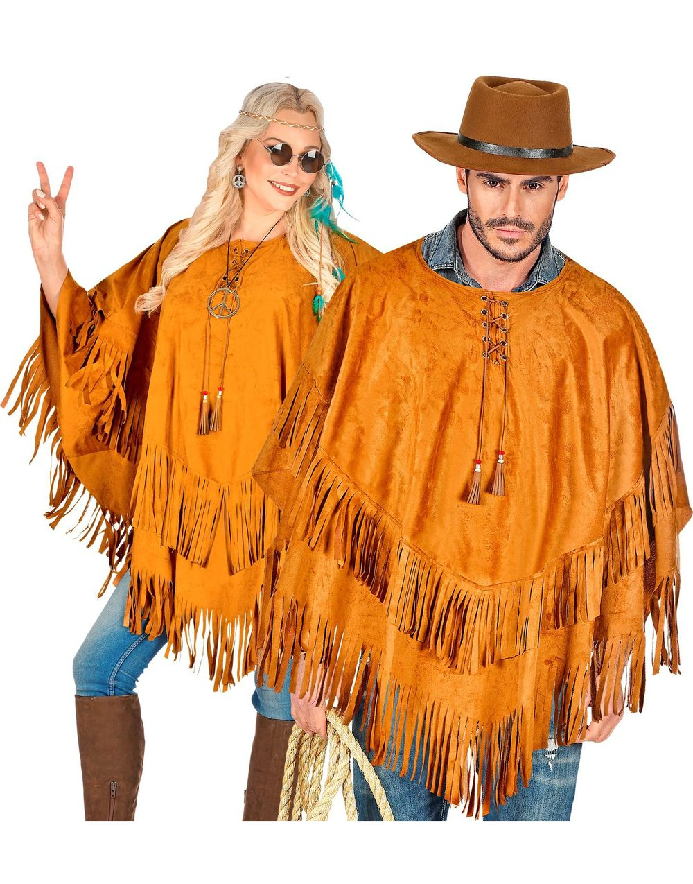 Semsket Brun Poncho Unisex kostyme