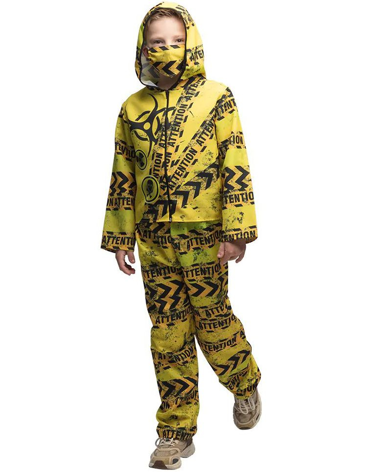 Gult Radioaktivt Biohazard Kostyme med Maske til Barn