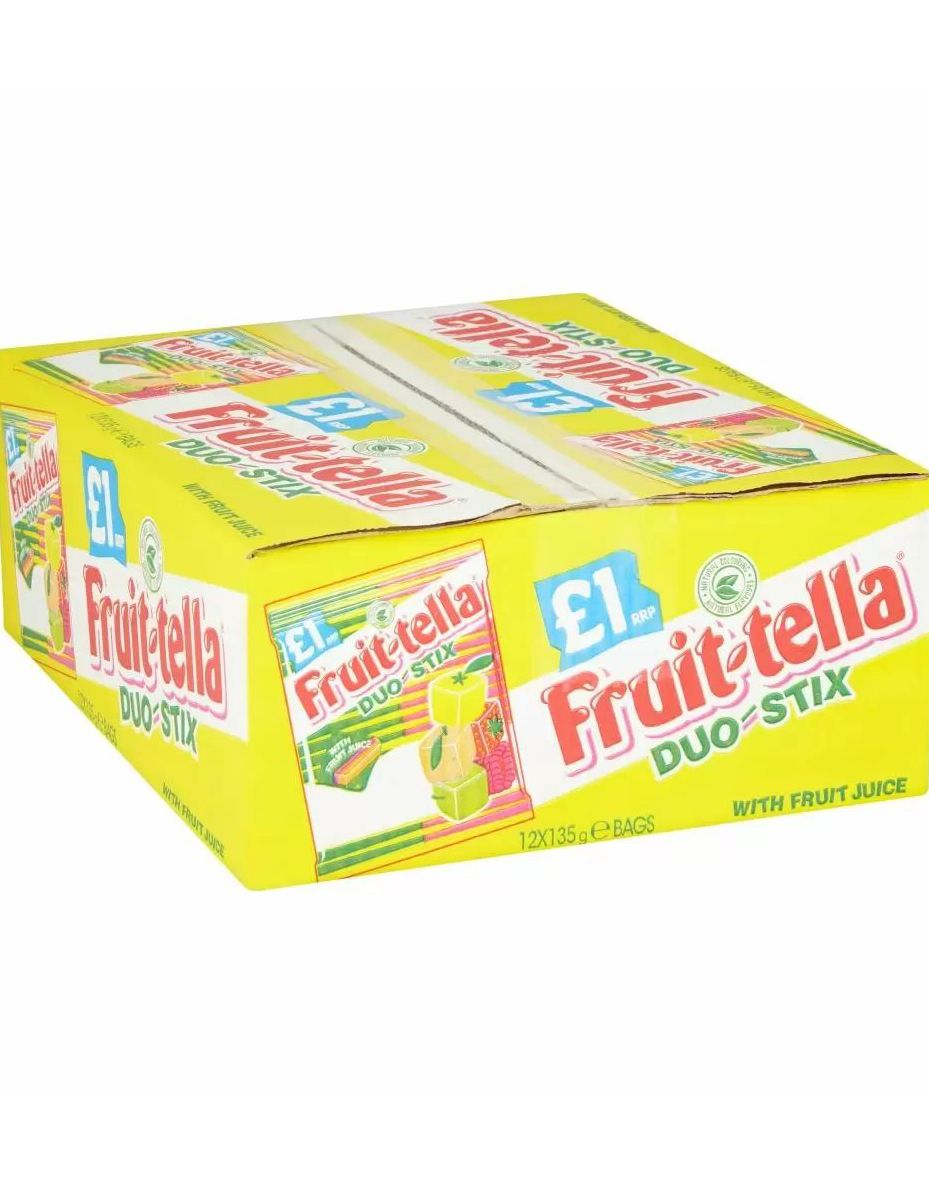 12 stk Poser Fruit-tella Duo Stix - Hel Eske 1620 gram